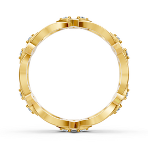 Bague en or jaune avec diamant et motif pétale