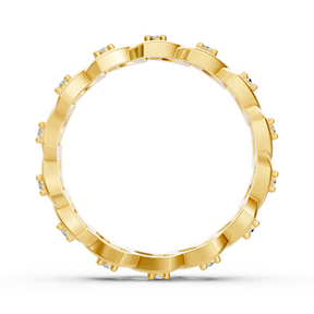 Bague élégante en or jaune avec diamants taille ronde – design délicat