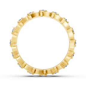 Bague élégante en or jaune avec diamants – motif feuille en filigrane