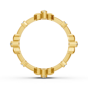 Bague florale Pırlanta en or jaune 14 carats « Couronne de fleurs »