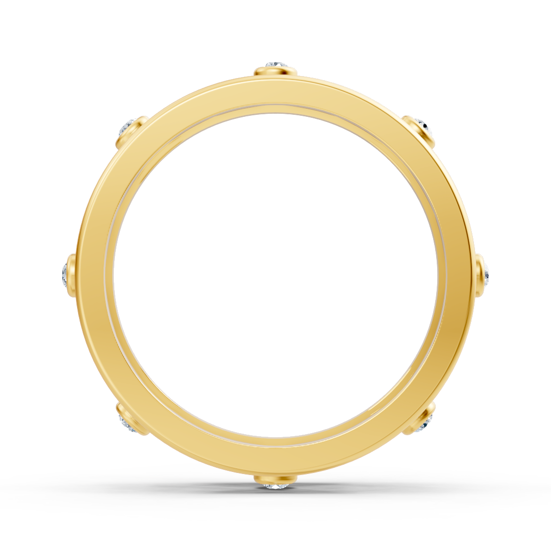 Bague élégante en or jaune avec diamants ronds en forme de lunette