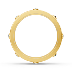 Bague élégante en or jaune avec diamants ronds en forme de lunette