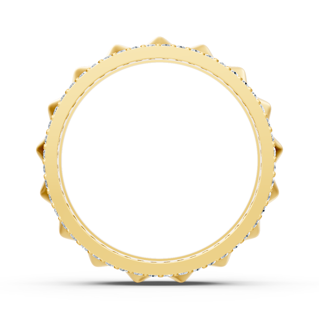 Bague élégante en or jaune avec diamants ronds en forme de griffes