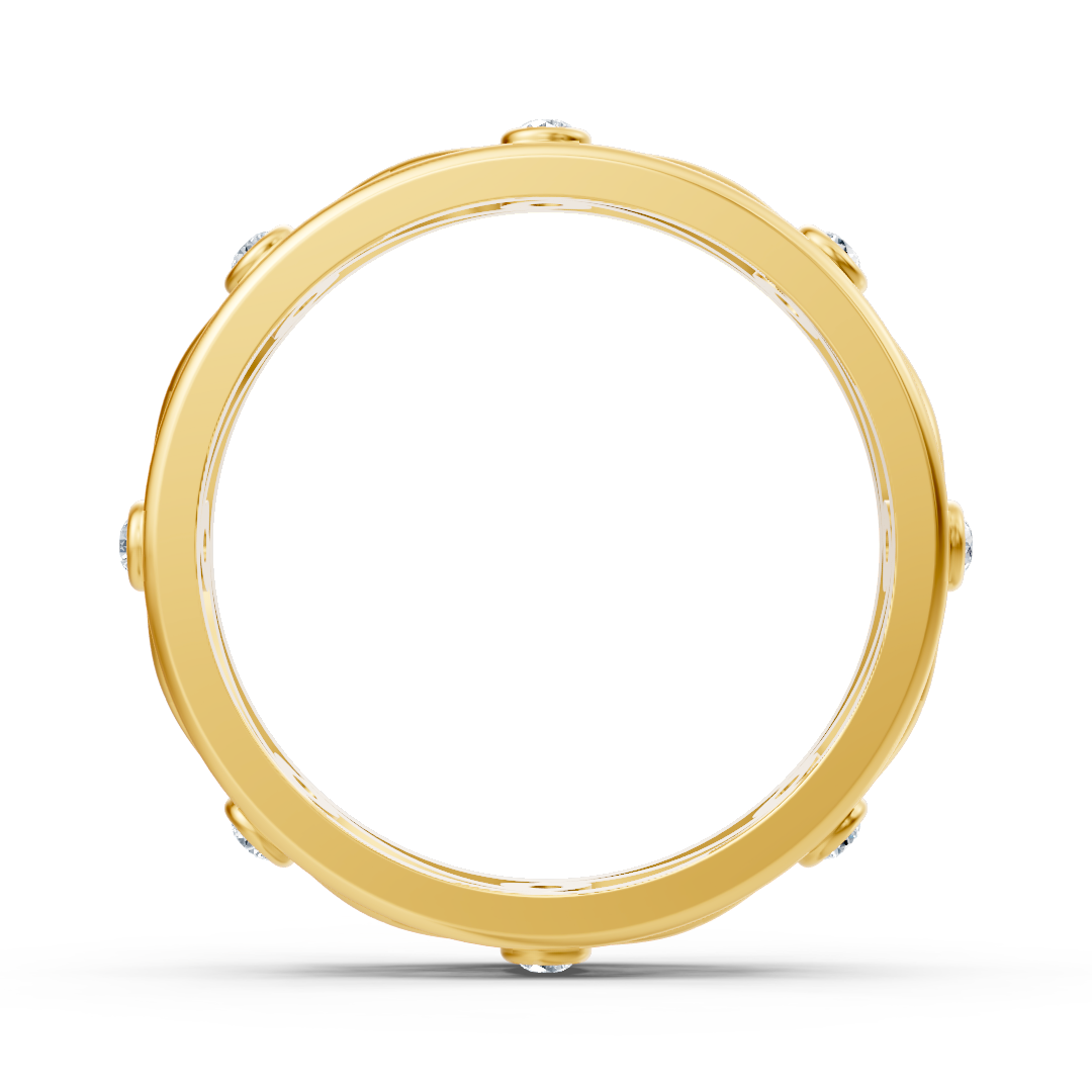 Bague élégante en or jaune avec diamants ronds en forme de lunette