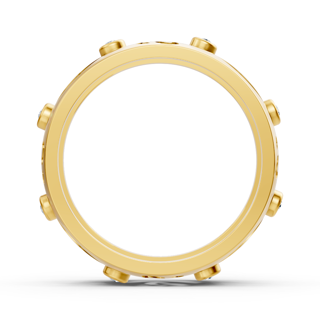Bague élégante en or jaune avec diamants ronds en forme de lunette