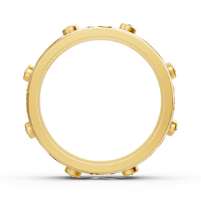 Bague élégante en or jaune avec diamants ronds en forme de lunette