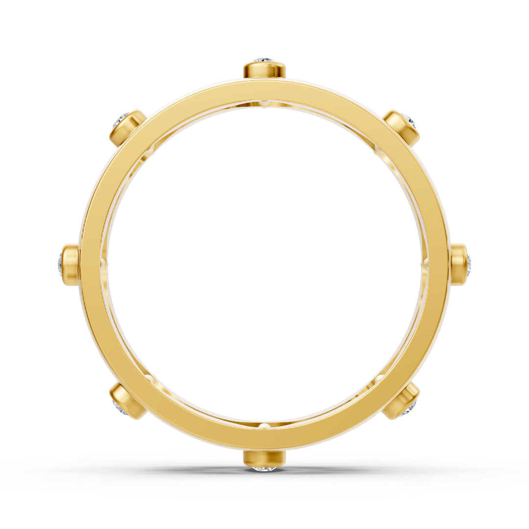 Bague élégante en or jaune avec diamants ronds en forme de lunette