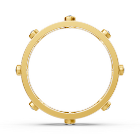 Bague élégante en or jaune avec diamants ronds en forme de lunette