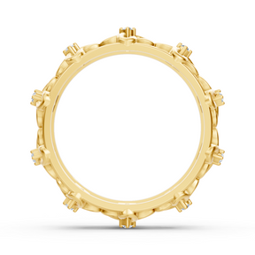 Bague élégante en or jaune avec diamants ronds en forme de griffes