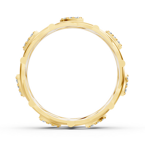 Moderner Gelbgold-Ring mit Runddiamanten im Prong-Design