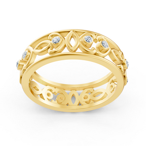 Moderner Gelbgold-Ring mit Runddiamanten im Bezel-Design