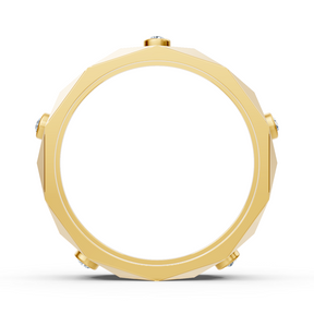 Moderner Gelbgold-Ring mit Runddiamanten im Bezel-Design
