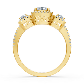 Diamant 3-Stein Verlobungsring aus Gelbgold