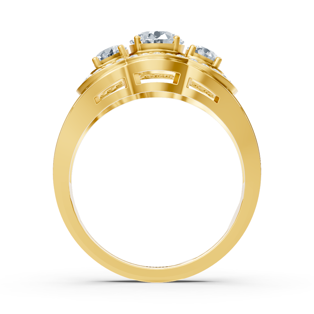 Bague de fiançailles vintage en or jaune avec diamants