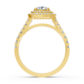 Double Halo Diamond Ring Yellow Gold