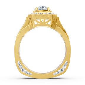 Bague Birgie Sirius en or jaune avec halo de diamants et anneau taille octogonale