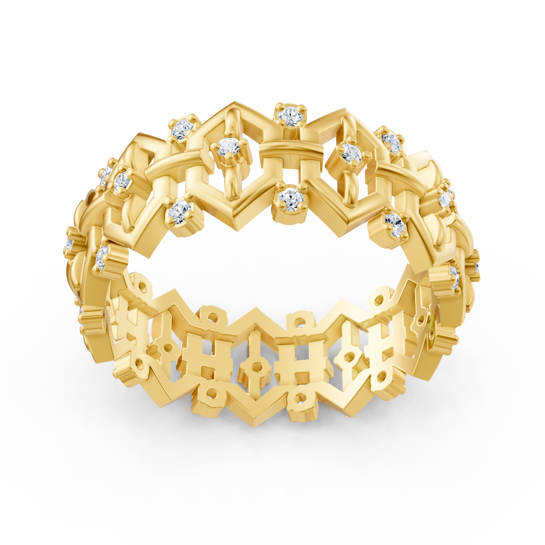 Birgie Gelbgold Diamantring  – Filigranes Design mit Runddiamanten