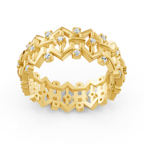 Birgie yellow gold diamond ring – delicate design with round diamonds