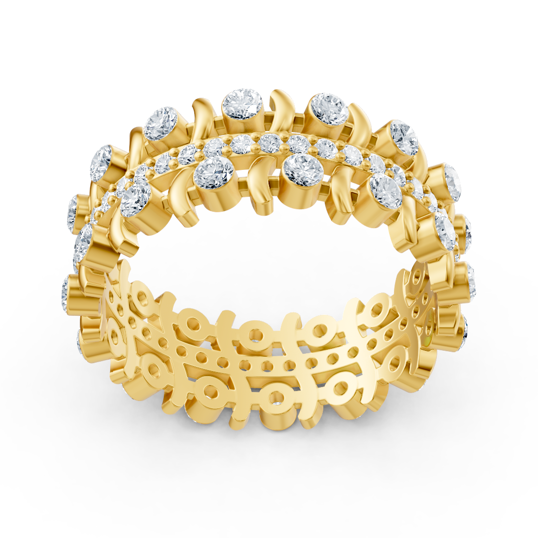 Noble diamond rank ring - 14K yellow gold, approx. 0.74 carats