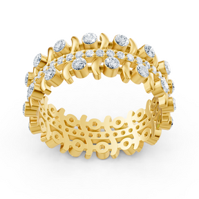 Noble diamond rank ring - 14K yellow gold, approx. 0.74 carats