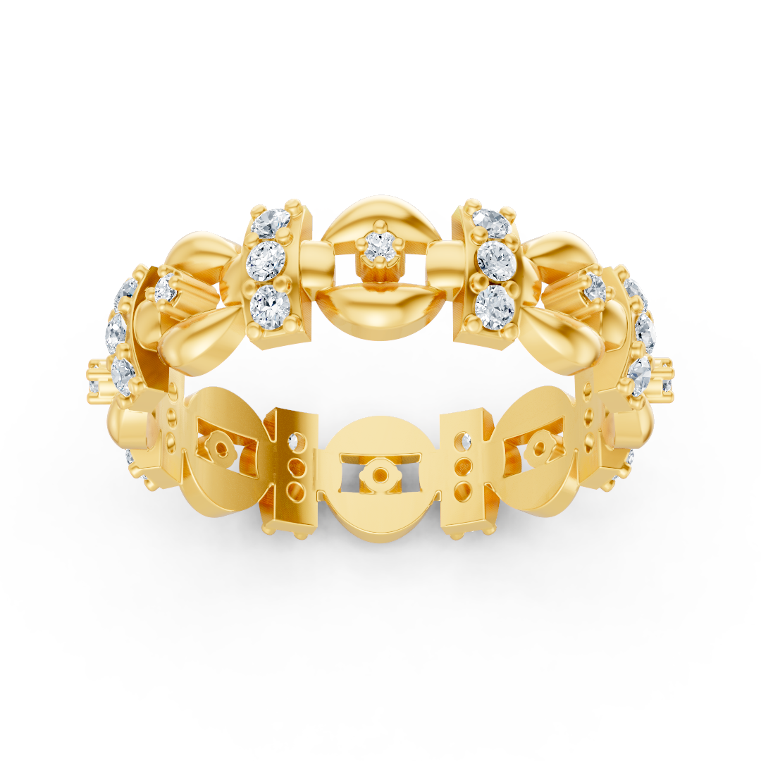 Bague en diamant fascinante avec un mélange de formes - or jaune 14 carats, environ 0,40 carat