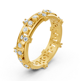 14 Karat Gelbgold Diamant Memoire Ring - Moderner Damenring mit Zargen- und Krappenfassung
