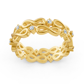 Gelbgoldener Diamantring mit Unendlichkeitsdesign