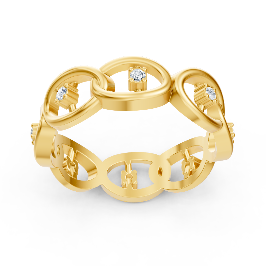 Gelbgoldener Diamantring mit Kettenglieddesign