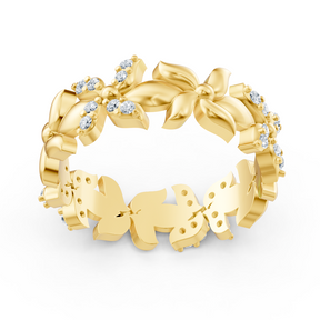 Bague scintillante en or jaune avec diamants – motif papillon