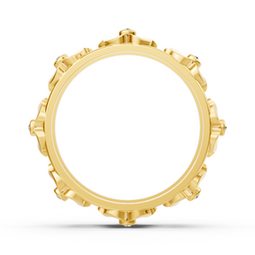 Bague de promesse en or jaune 14 carats avec diamants et fleur