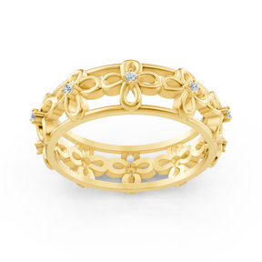 Bague élégante en or jaune avec diamants ronds en forme de griffes