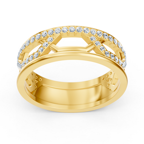Bague en or jaune avec diamants ronds en forme de griffes