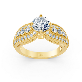 Bague de fiançailles extravagante en diamant en or jaune 14 carats