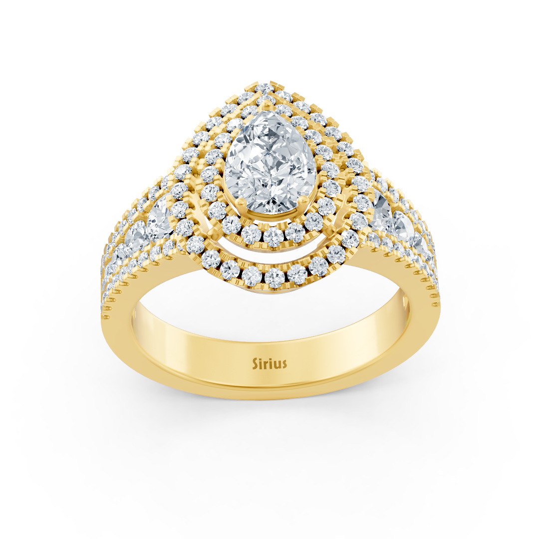 Birgie Halo Diamant & Topas Verlobungsring Gelbgold