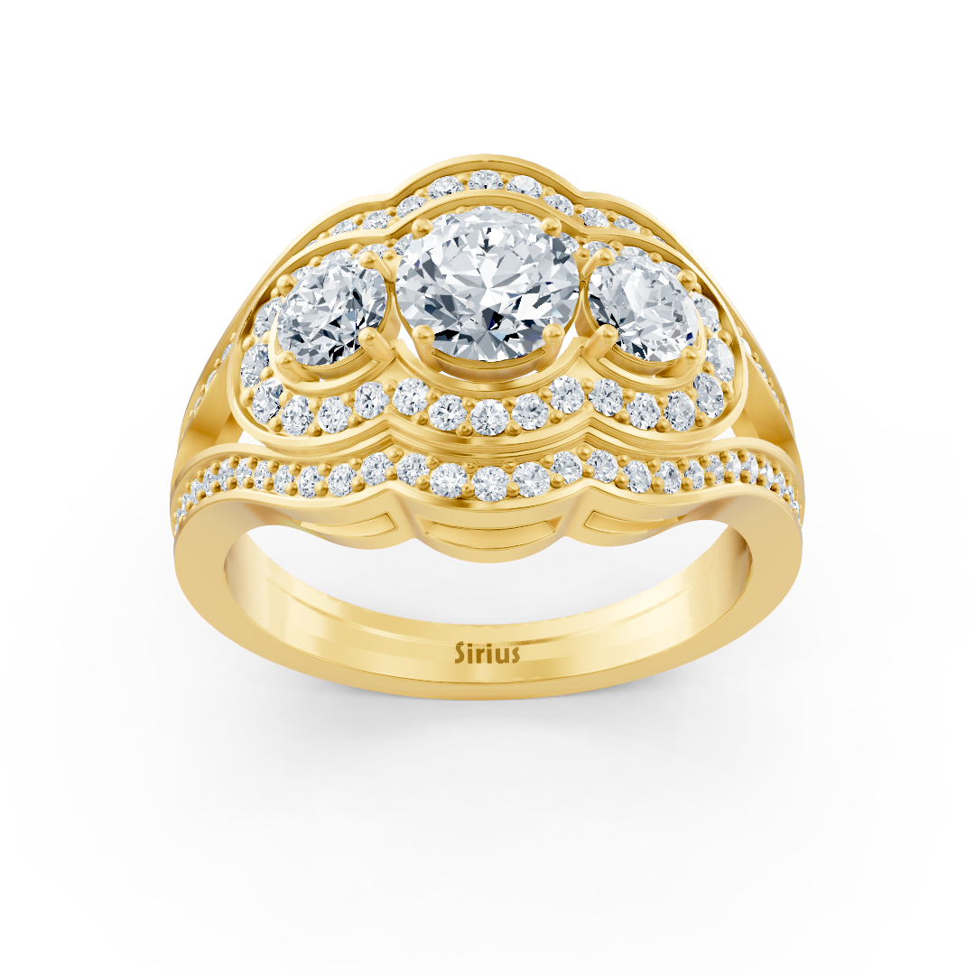 Bague de fiançailles vintage en or jaune avec diamants