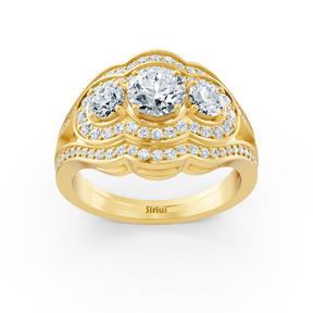 Bague de fiançailles vintage en or jaune avec diamants