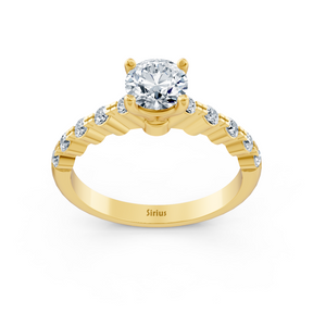 Bague Demi-Éternité et Solitaire Diamant Or Jaune