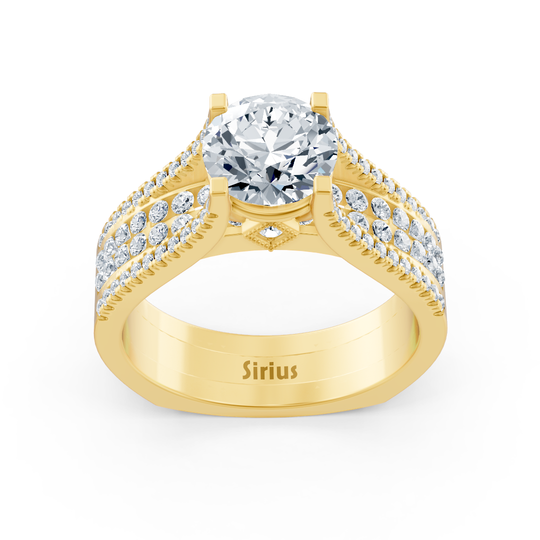 Bague Éternité et Pavé de Diamants en Or Jaune