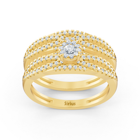 Diamant Brautring-Set Gelbgold