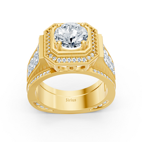 Birgie Sirius Gelbgold Passion Halo Diamantring mit Rundschliff