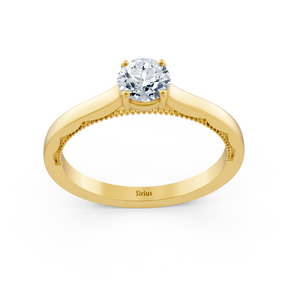 Birgie Sirius Gelbgold Solitär Diamantring mit Rundschliff