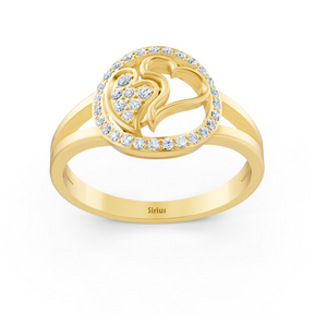 Anmutiger Herzform Diamantring in Gelbgold mit dezenten Pavé-Akzenten