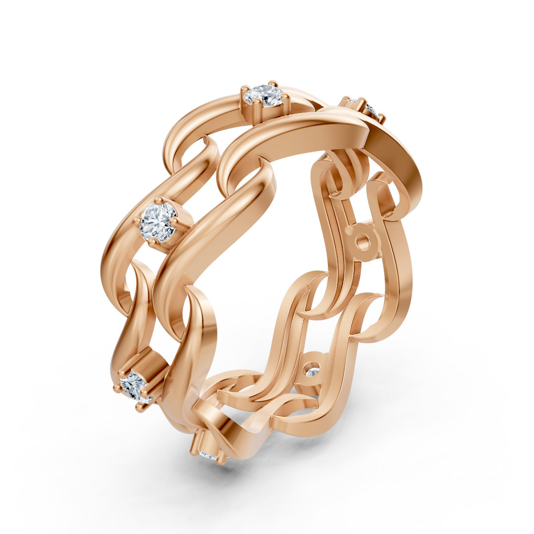 Exclusive Rosegold diamond ring 14k with round-cut-brilliant