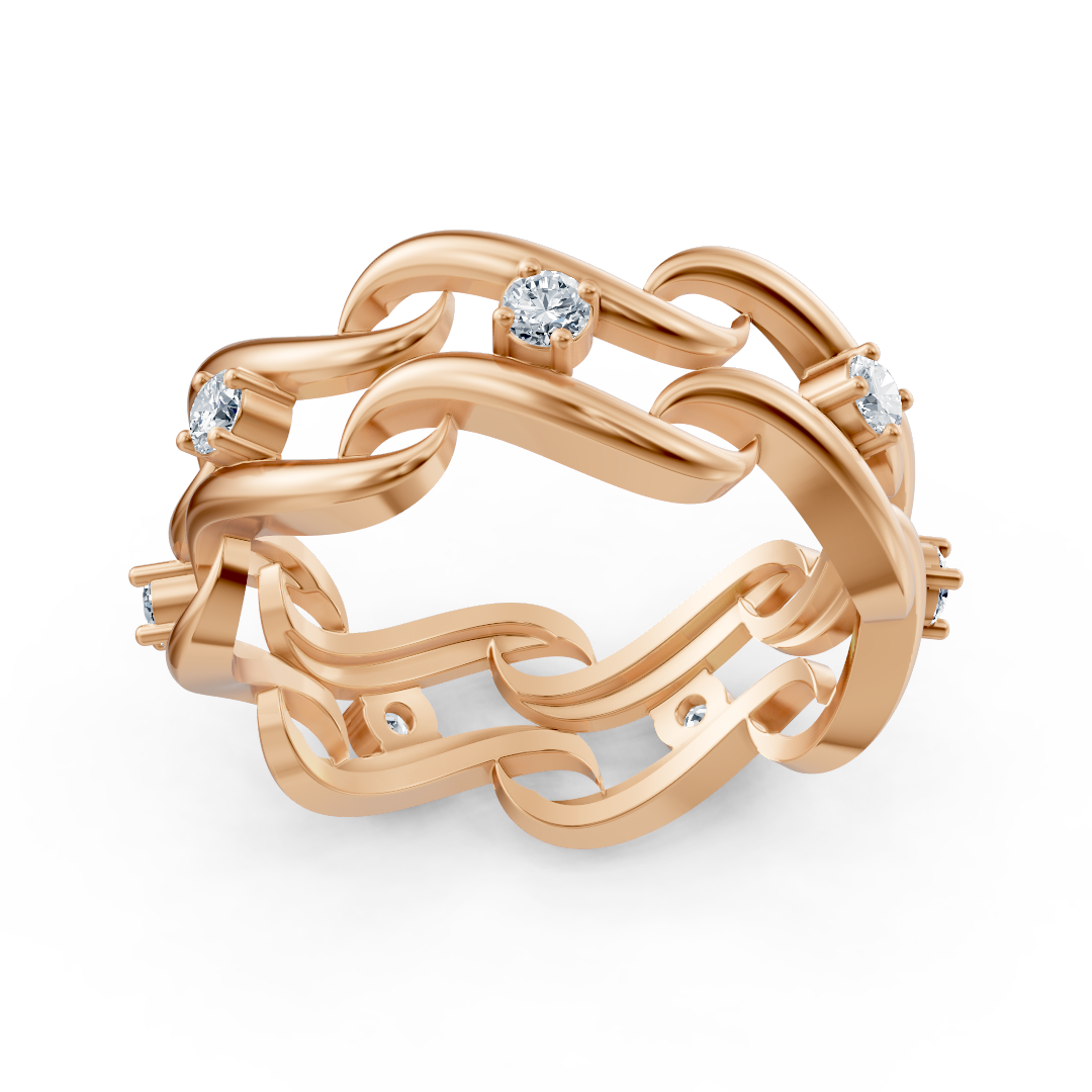 Exclusive Rosegold diamond ring 14k with round-cut-brilliant