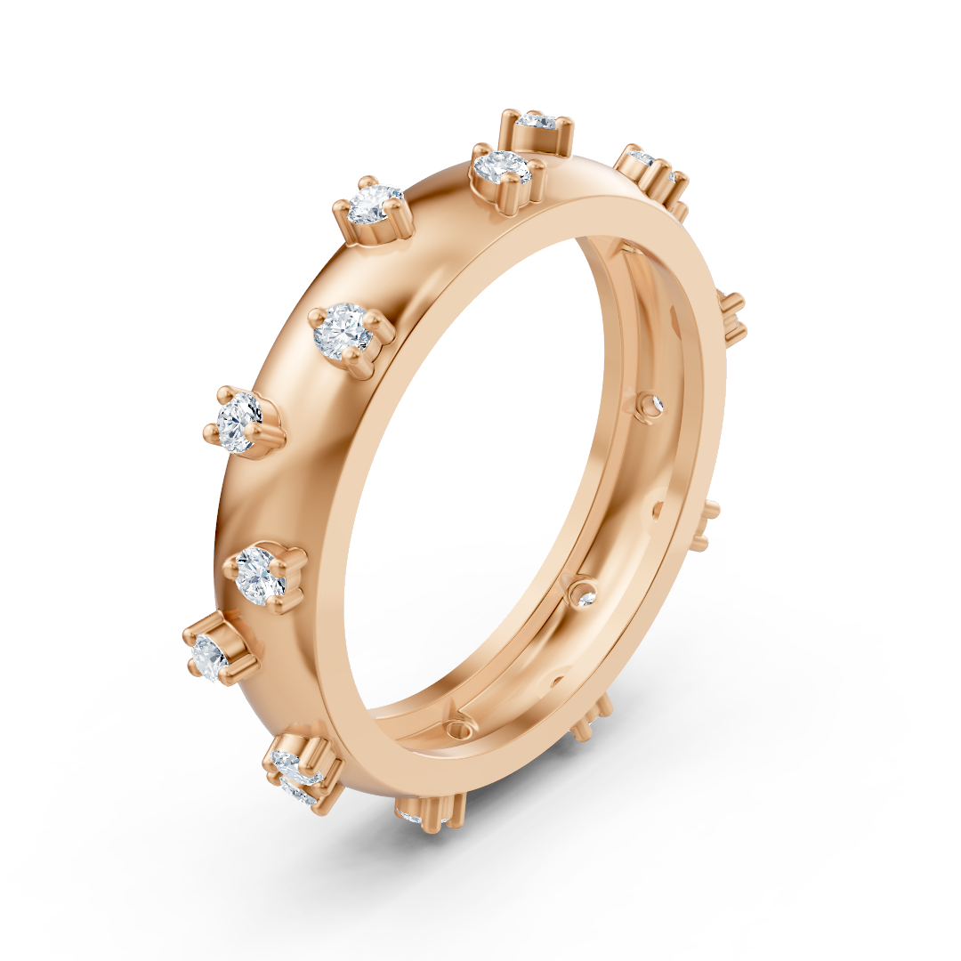 Bague élégante en or rose 14 carats avec diamants – 0,252 carat