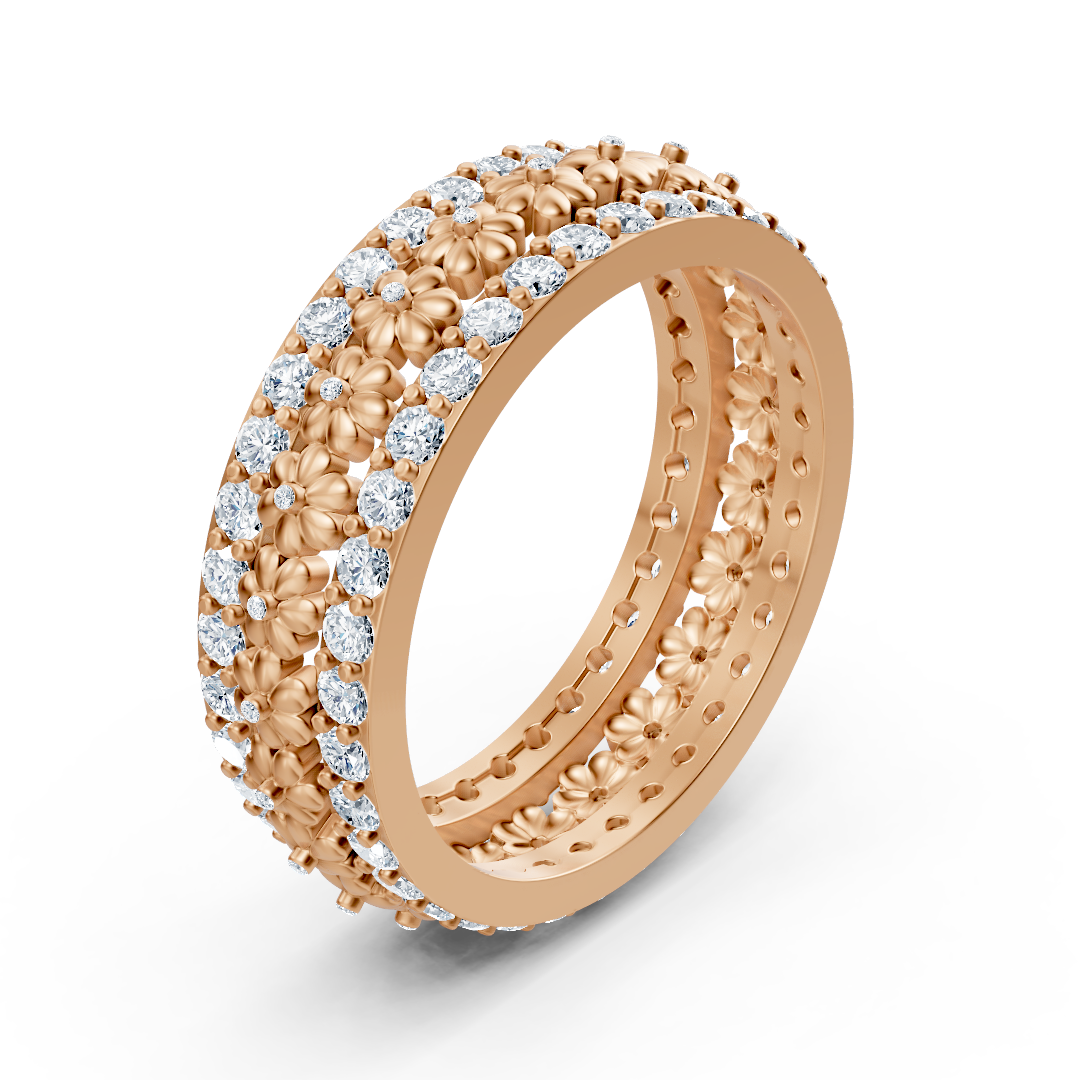 Exquisite flower diamond ring in 14K rose gold