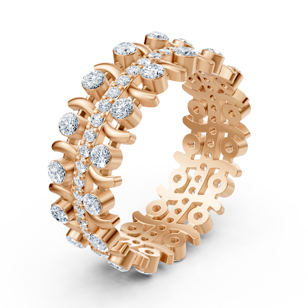 Noble diamond rank ring - 14K rose gold, approx. 0.74 carat