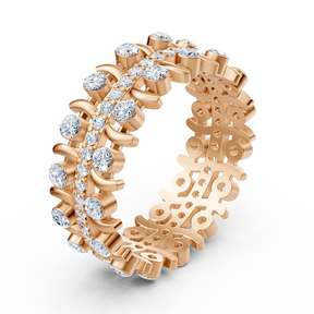 Noble diamond rank ring - 14K rose gold, approx. 0.74 carat