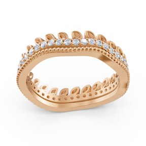 Bague couronne de diamants en or rose 14 carats - bague pour femme en filigrane avec diamants