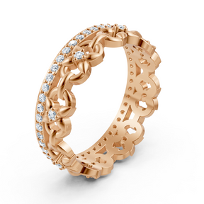 Rosegoldener Diamantring mit Kettenmuster